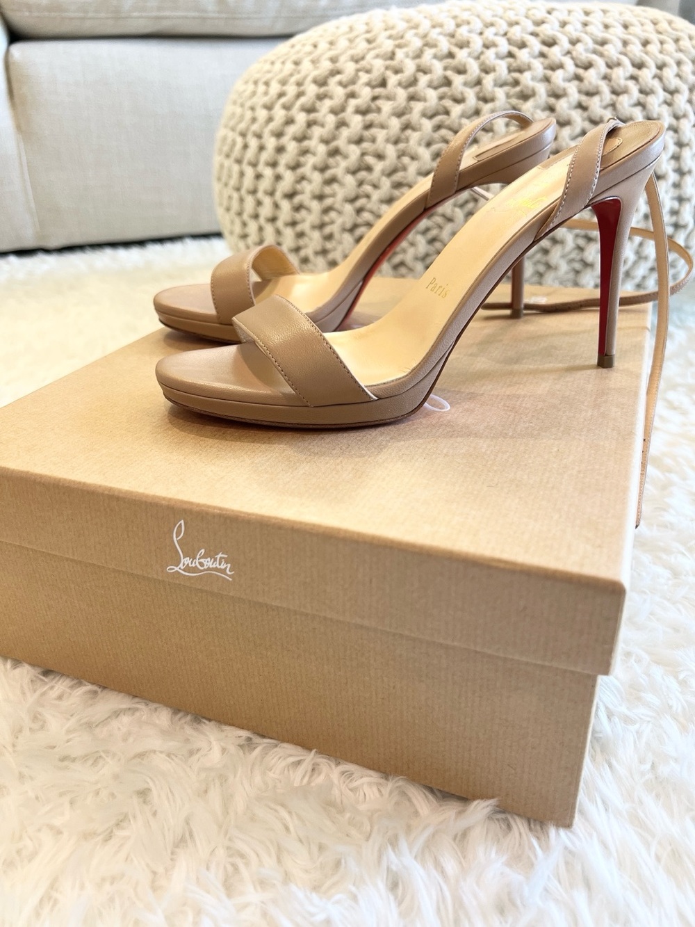 Christian Louboutin Nude Slingback Heels Sandals 100 - Picture 3 of 11